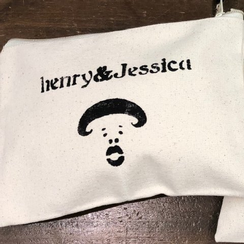 『【MM-036】キナリ/FREEサイズ』ヘンリー&ジェシカ ステンシルリメイクキャンバスポーチ　Jessica　