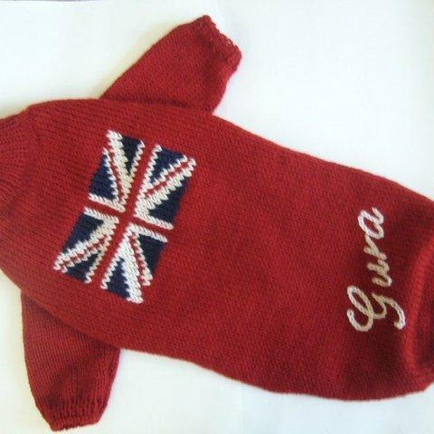 イギリス国旗ワンポイントのセーター☆中型犬用、ウィペット対応