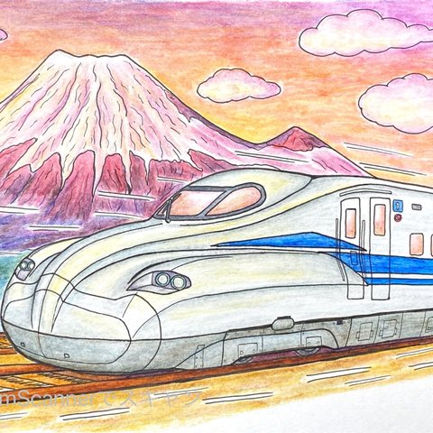 描き鉄ポストカード2枚セット［富士山と鉄道］