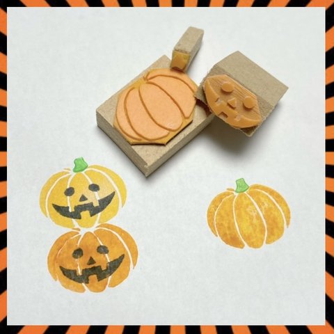 ゴム印はんこ かぼちゃおばけスタンプ ハロウィン Halloween 10月 タグ 印鑑