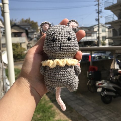 キーホルダーあみぐるみネズミさん鞄飾り編みものバッグチャーム