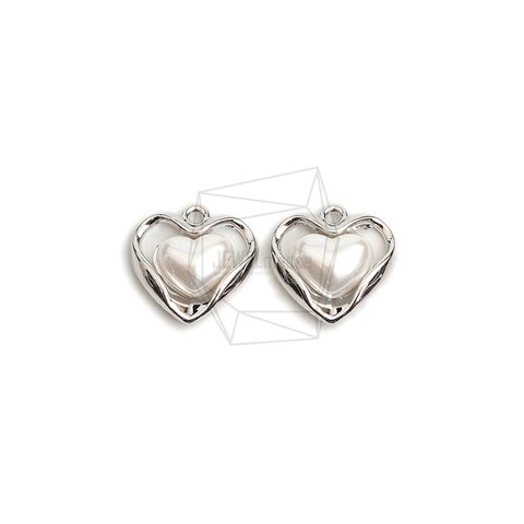 PDT-2637-R【2個入り】ハートパールペンダント,Heart pearl pendant