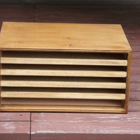 木製のレターケース　Ａ３　・小引き出し/収納/アンティーク/書類棚/レターケース/古道具 