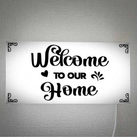 【壁掛け Lサイズ】Welcome ウェルカムホーム ようこそ 我が家へ 玄関 サイン ランプ 照明 看板 置物 雑貨 ライトBOX 電飾看板 電光看板
