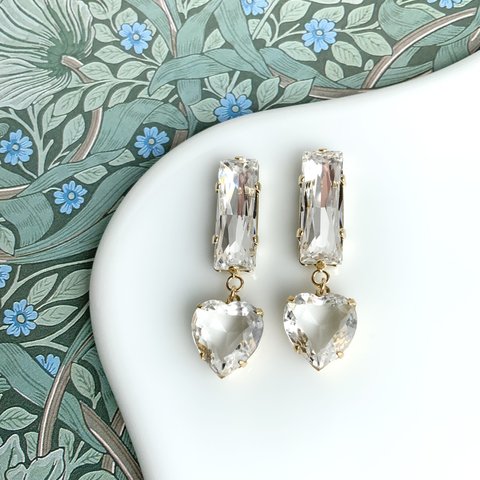 clear heart crystal pierce / earring