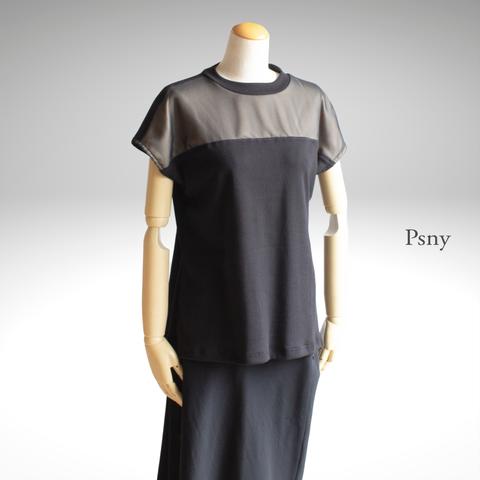 PSNY 大人色っぽいフレンチスリーブリネンTシャツ - シースルー・トップス レディース TP09