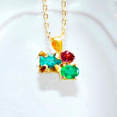 - shuwa shuwa - k18gp Ruby & Emerald & Apatite Pendant Top