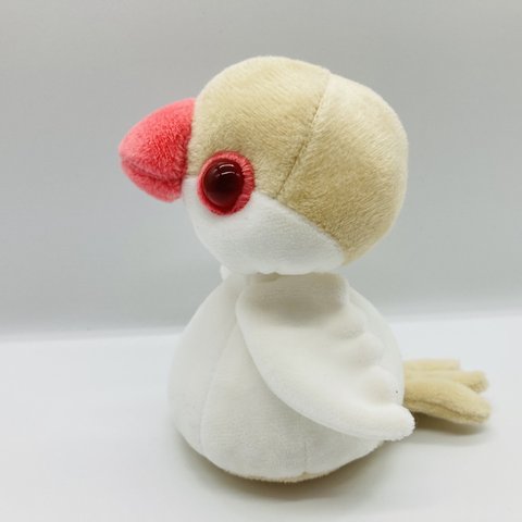 【受注製作only】 文鳥 きせかえ ぬいぐるみ ・ クリーム 文鳥 リアル 寄り おめめ 赤 *  20230901