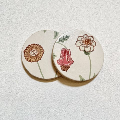 【NEW】輸入壁紙のコースター2枚set-William  Morris  daisy - 
