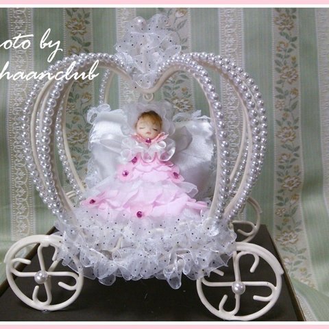 SALE38%引 お花ドレスを着たお人形 赤ちゃんドール カボチャの馬車 18000→11200en　出産祝