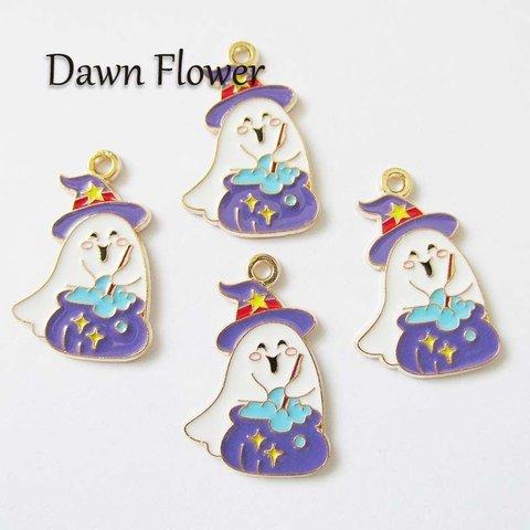 【D-1128】5pcs　ゆうれい　ハロウィン　25×17mm　ホワイト　チャーム　ハンドメイドパーツ