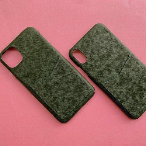 高級革使用のアイホンケース（ Iphone 11 pro max, Iphone XS max) Green