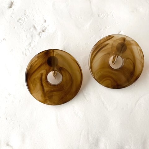 circle plate earring(brown)