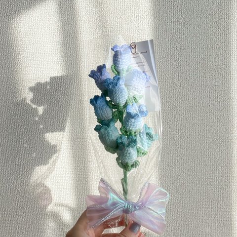 編み物のお花［カンパニュラ/釣鐘草］ブルー