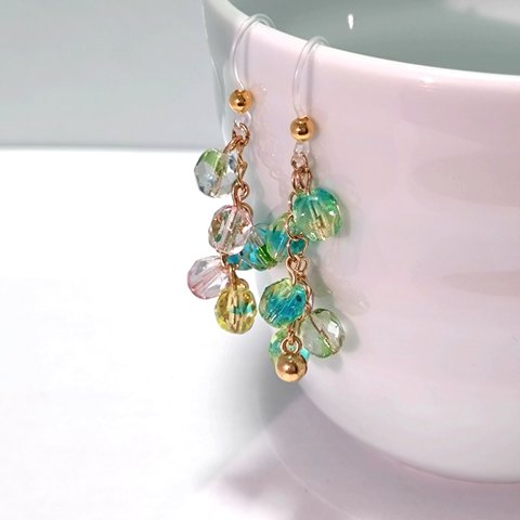 Green Blue Glass Beads  Pierce