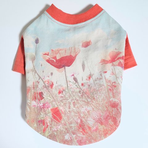 フラワー アート バイカラーTシャツ ドッグウェア