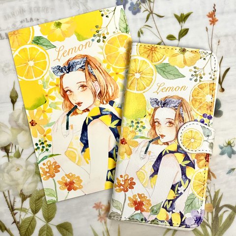 《受注生産》手帳型iPhoneケース【レモン】