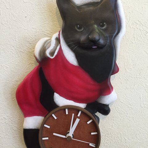 ネコちゃん時計　3D リアル 立体 オーダー　ペット　時計　似顔絵　愛猫　猫グッズ　壁掛時計　かわいい時計　似顔絵時計　立体時計　手作り時計　送料無料　プレゼント　サプライズ