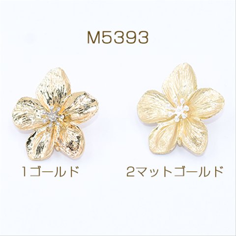 M5393-2  12個  デザインポストピアス 5弁花 裏カン 32×32mm 3×【4ヶ】