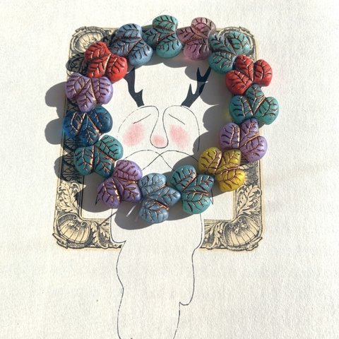 【カラーお任せ6コセット】JIRI＊IVANA#czech beads#チェコビーズleaf16✖️14㍉ mix color/copper