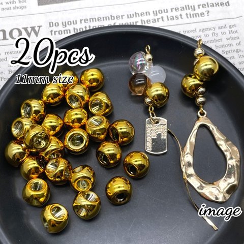 【brsr6611acrc】【11ｍｍ】【20pcs】gold acrylic beads
