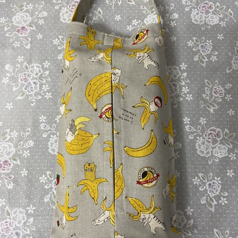 吊り下げタイプのティッシュカバー＊バナナ🍌と猫＊ボックスティッシュケース