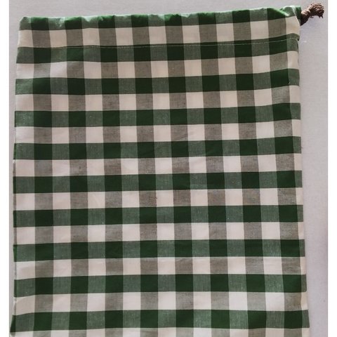 巾着袋 (27×31)グリーン ギンガムチェック