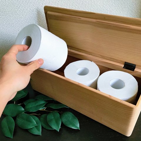 木のトイレットペーパー収納BOX