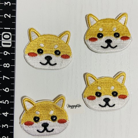 4枚入　わんちゃん　犬　刺繍アイロンワッペン