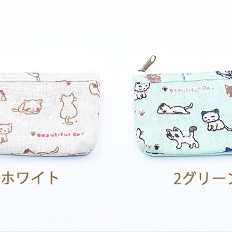 KW21_1  3個 かわいい猫財布 綿布 長方形  3X【1ヶ】