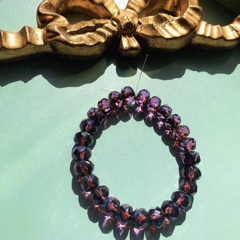 バラ売り【25コセット】JIRI＊IVANA#czech beads#チェコビーズ　rondel9✖️6㍉ viora amethyst/picasso