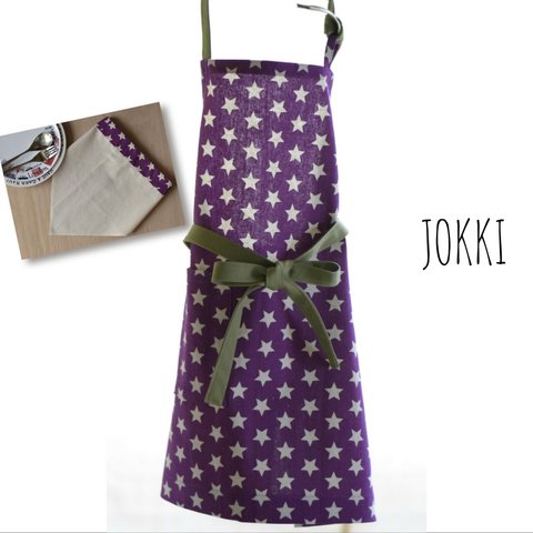 JOKKIのキッズエプロンと三角巾☆スター☆ Purple