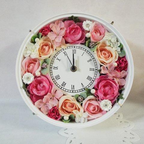 受注制作　色変更ＯＫ　豪華　バラ　花時計 ピンク ホワイト　白 母の日、ウェディング、新築、お誕生日、還暦、新築祝　