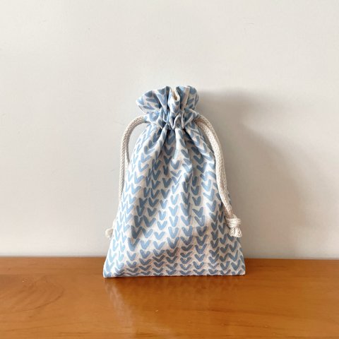 巾着袋 15.5×11/knit:blue