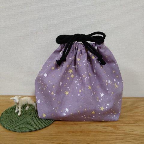 [在庫sale] お弁当袋 (巾着) ☆ 紫の星空