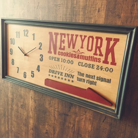 カフェ風 壁掛け時計 ニューヨーク(クッキー&マフィン)
