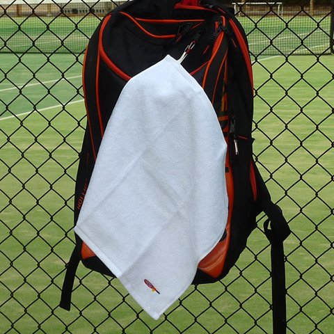 テニスラケット刺繍のハンドタオル（ＰＲＯ仕様・白）