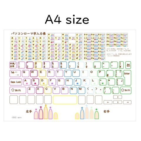 A４　キーボードのタイピング練習表　パソコン用ローマ字入力　