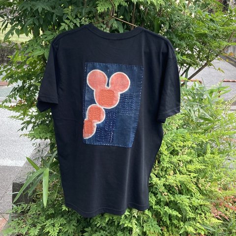 1944 size M 襤褸　リメイク　tシャツ 古布　印半纏　藍染　藍染め　ヴィンテージ　刺し子　パッチワーク