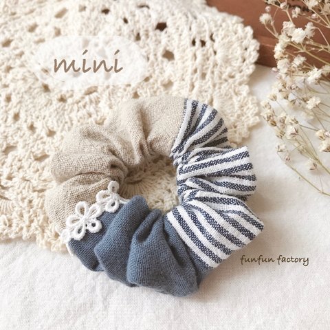 【mini size】marin❁﻿flowerパッチワークシュシュ