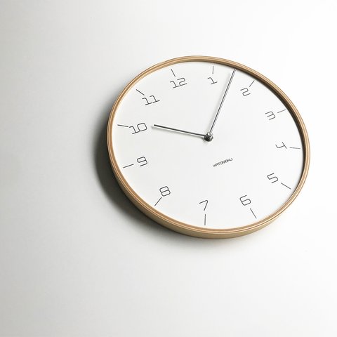plywood wall clock 7 -Slim Clock- ナチュラル 連続秒針 km-71N