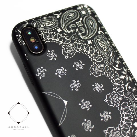 iphoneXsMAXケース / iphoneXsMAXカバー　軽量レザーケースiphoneXsマックスカバー（ペイズリー×ブラック）paisley アイフォンXsmax　アイフォンケース　耐衝撃