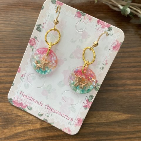 レジン　アクセサリー　犬の散歩　夕焼け　クリスマス