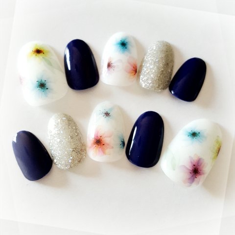 Sheer Flower Nail Azure