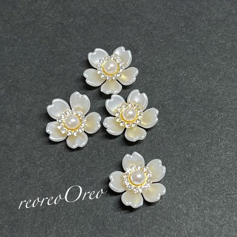 petit Pearl Flower 桜ラインストーンxパール
