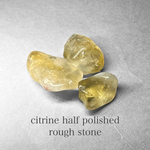 citrine half polished rough stone / シトリンハーフポリッシュ原石 7 ( 3個セット・レインボーあり )