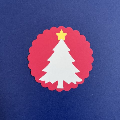 クリスマスツリーのメッセージカード(赤) 10枚セット