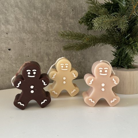 【X'smasパーティーに♡】ジンジャーマンキャンドル┃　brown　┃　キャンドル　キャンドルホルダー　クリスマスキャンドル　クリスマス　サンタ　クリスマスパーティー　インテリア　ツリー