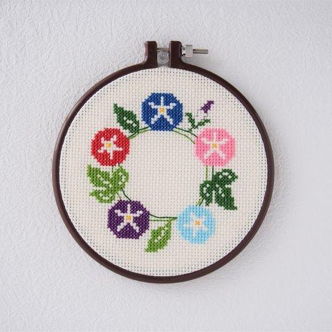 朝顔　刺繍