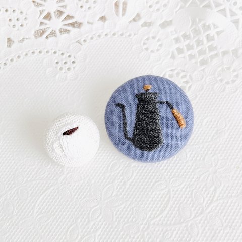 【2点セット】 刺繍ブローチ［カフェシリーズ］